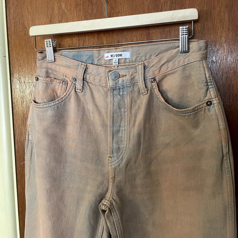 RE/DONE 90s Destroyed Straight Leg Loose Fit Jeans Natural Sedona Size 26 NWT - Picture 5 of 10